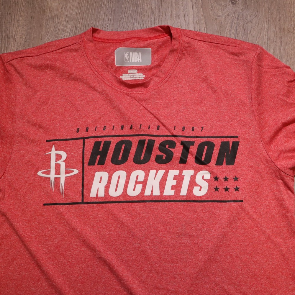 NBA Houston Rockets Graphic T Shirt Red Short Sleeve Athletic Mens Small